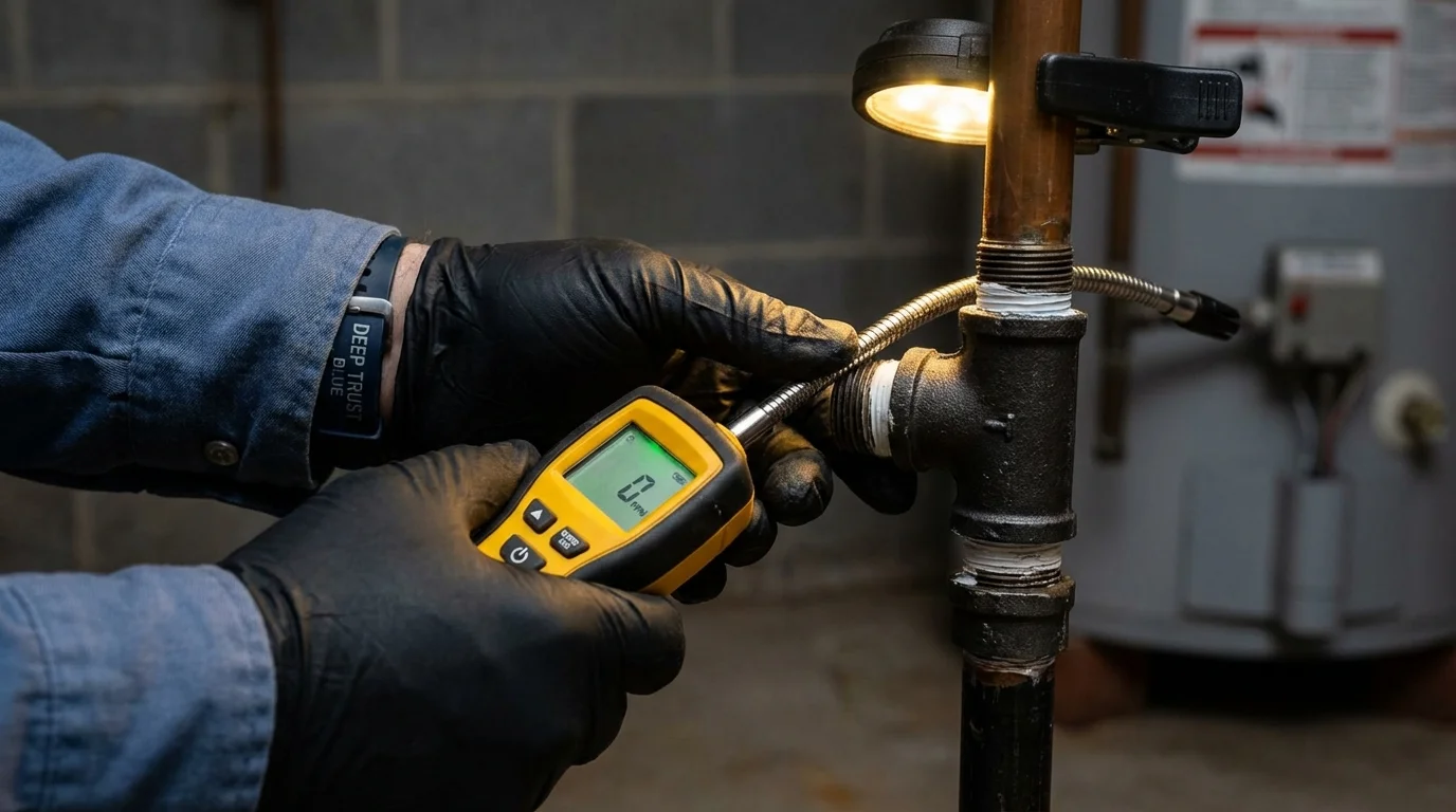 Gas leak detection with electronic sniffer by Johns Plumbing LLC in Coalinga