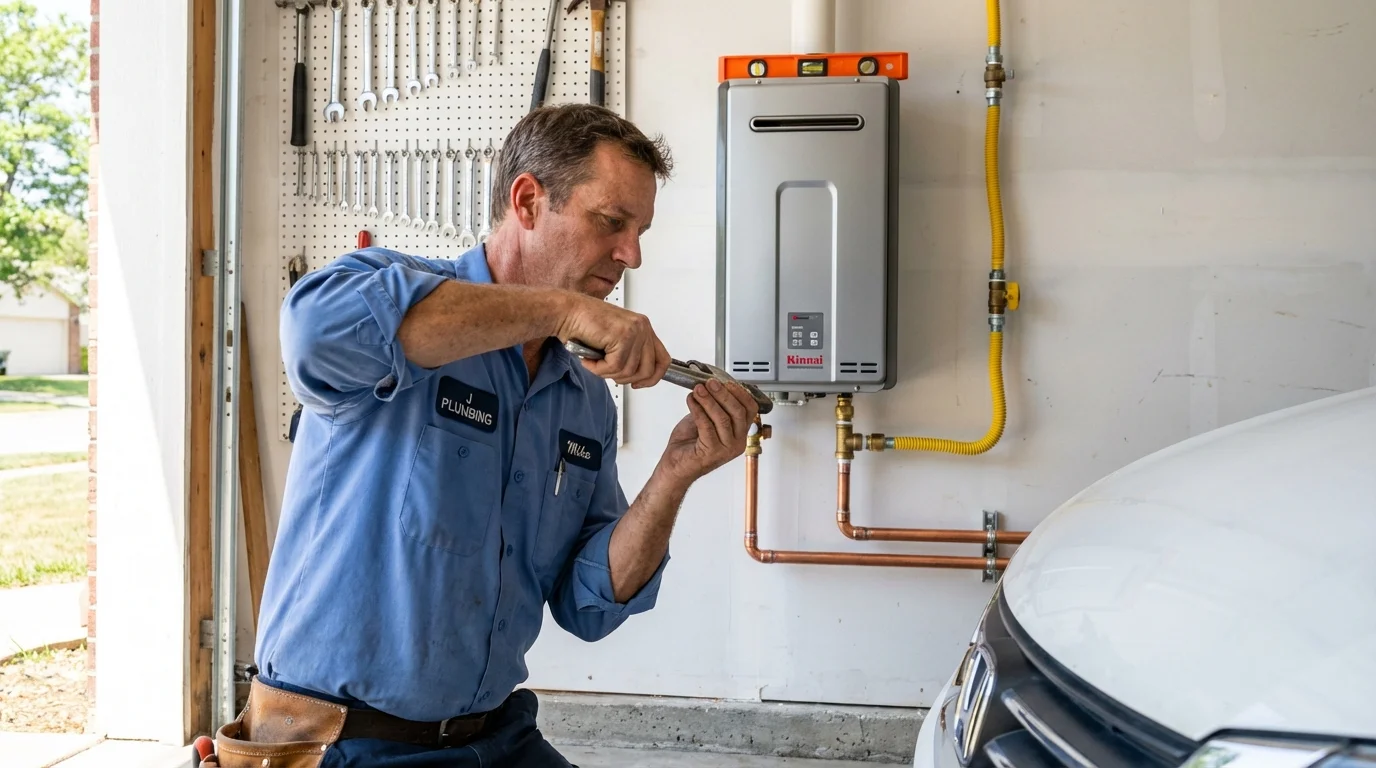 Tankless water heater installation by a Johns Plumbing LLC plumber in Coalinga